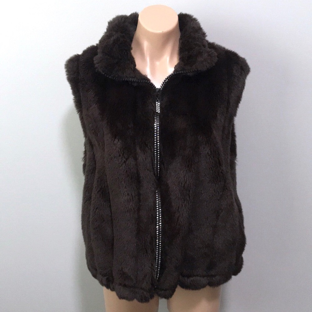 Black Mountain Outdoor Brown Fur Vest Medium